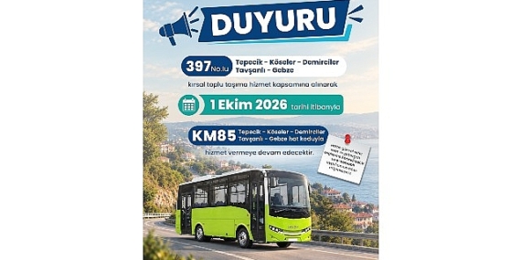 397 No’lu hat KM85 olarak sefer yapacak